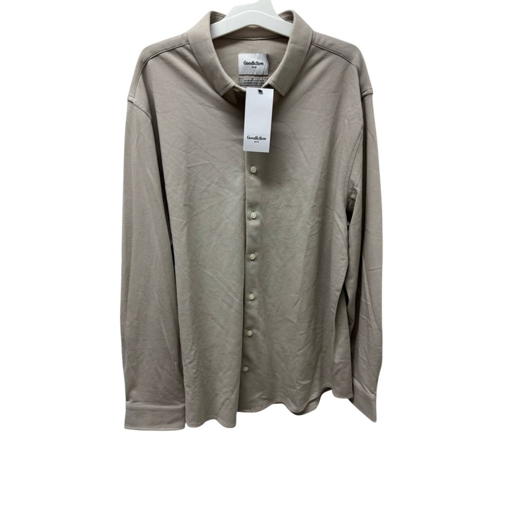 Goodfellow & Co Beige Knit Button-Up Polo Shirt New‎ Mens Size Large